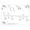 Deckenspot BERG 4 Holz Natur - 4x GU10 Fassung - max. 4x40W - exkl. LED's
