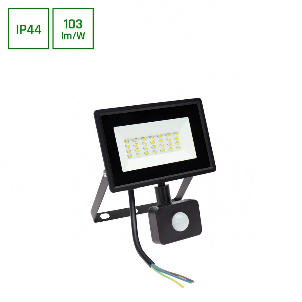 Spectrum NOCTIS LUX 3 LED Strahler 20W 6000K 2050 Lumen 230V IP44 IK07 Schwarz mit PIR Sensor