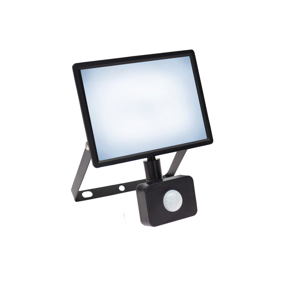 Spectrum NOCTIS LUX 3 LED Strahler 30W 6000K 230V IP44 Schwarz mit PIR-Sensor für Außenbeleuchtung