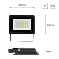 Spectrum NOCTIS LUX 3 LED Floodlight, 30W 3000K Warm White, 2700 lumens, 230V, IP65, IK07, Black Housing