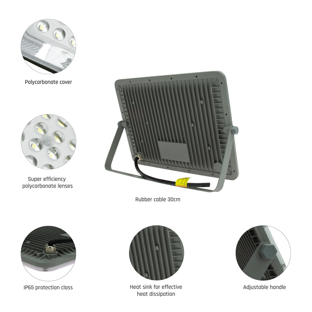 Spectrum LED floodlight 100W 4000K 8300 lumens 230V IP65 IK08 85° beam Gray housing outdoor lighting