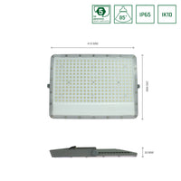 Spectrum LED floodlight 200W 230V 4000K 17500 lumens IP65 IK10 85° beam Grey housing outdoor