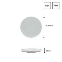 Spectrum LED surface light with sensor 18W 3000K 1950 lumens 230V IP54 IK04 White Black round