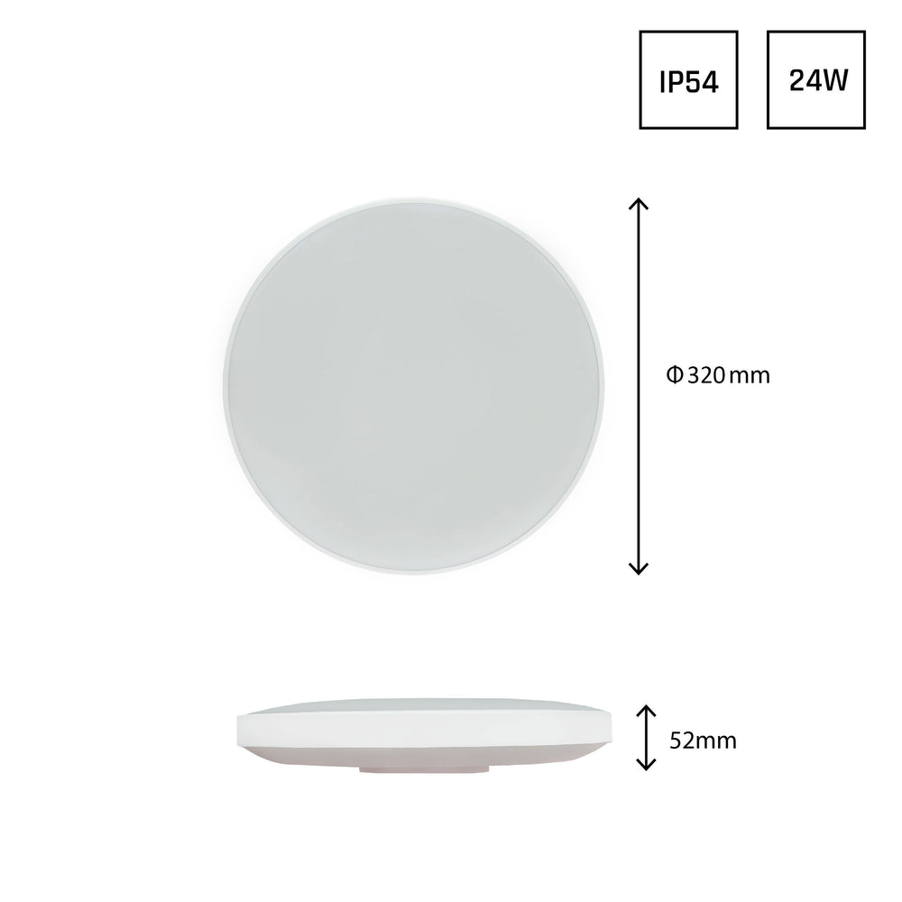 Spectrum NYMPHEA LED ceiling light 24W 4000K 230V IP54 round 320mm White Black surface mount