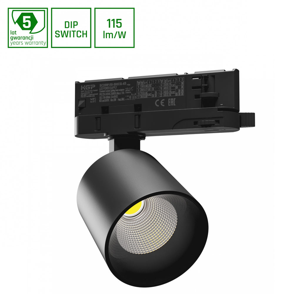 Spectrum Artemida mini RA>90 black LED spot 20W, 230V, 3000K, 1700 lumens, IP20, indoor lighting, 36/60 degree angle