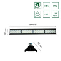 Spectrum Halls Line LED pendant lamp 200W black, 4000K, 30000 lumens, dimmable, IP66, 90° angle, industrial lighting