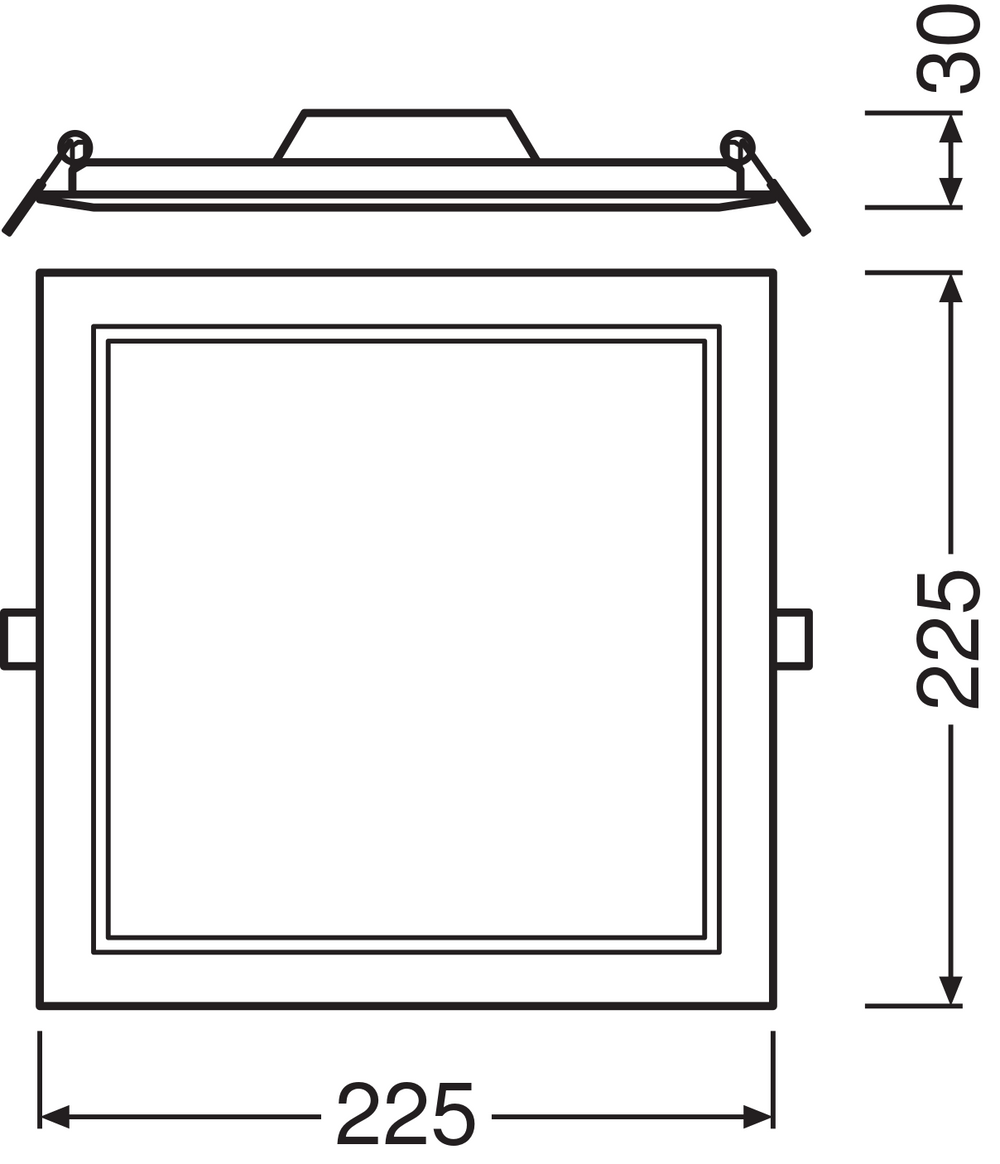 Slim LED Downlight SQ210 18W 1530 lumens 3000K Warm White, 120D square design for modern ceilings