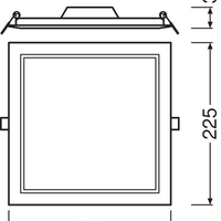 Slim LED Downlight SQ210 18W 1530 lumens 3000K Warm White, 120D square design for modern ceilings
