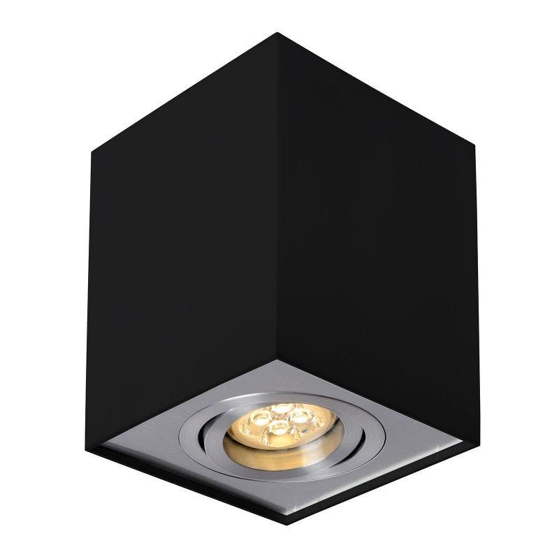 Spectrum CHLOE GU10 schwarze/silberne verstellbare LED-Spot, quadratisch, IP20, Aluminiumgehäuse, 17000 Stunden Lebensdauer