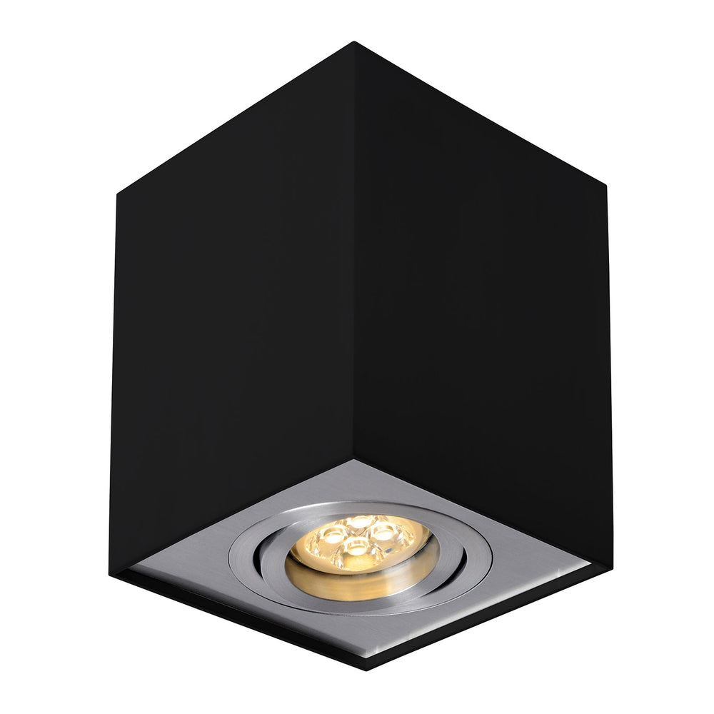 Spectrum CHLOE GU10 schwarze/silberne verstellbare LED-Spot, quadratisch, IP20, Aluminiumgehäuse, 17000 Stunden Lebensdauer
