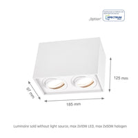 Spectrum verstellbarer GU10-Spot rechteckig weiß, IP20 innen, Aluminiumgehäuse, 250V, 17000h Lebensdauer