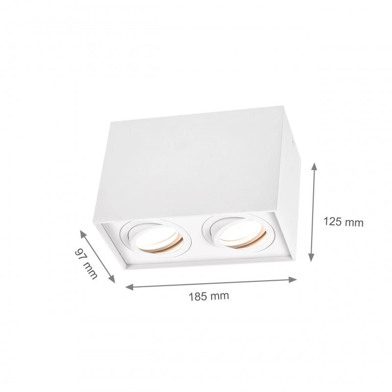 Spectrum verstellbarer GU10-Spot rechteckig weiß, IP20 innen, Aluminiumgehäuse, 250V, 17000h Lebensdauer