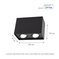 Spektrum Chloe Duo 2xGU10 IP20 schwarze verstellbare Spot, Aluminiumgehäuse, 250V, Innenbereich