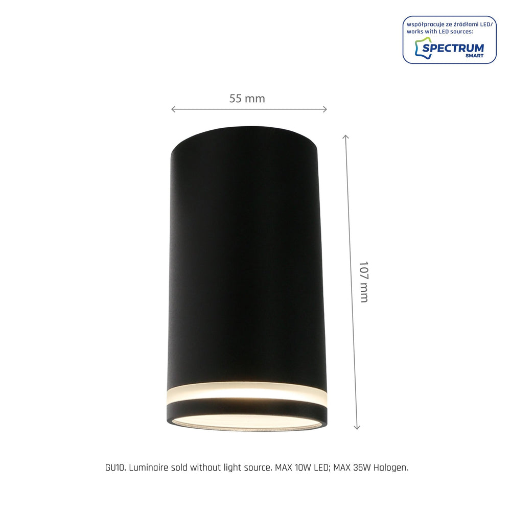 Chloe Ring Aufputz GU10 230V LED-Spot Schwarz Spectrum - IP20, Aluminiumgehäuse, Oberflächenmontage