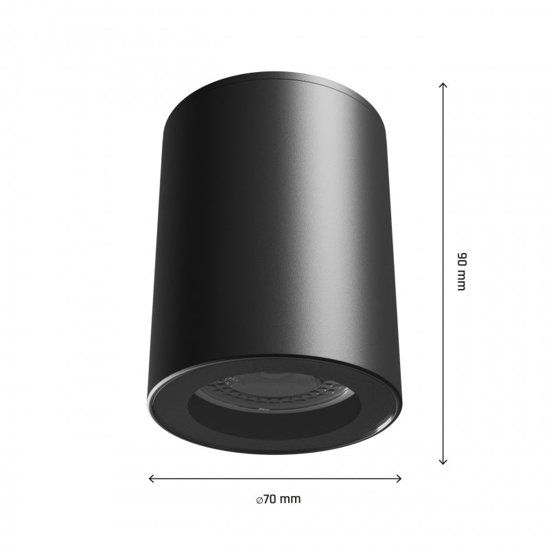 Spectrum CHLOE GU10 250V IP44 schwarze LED-Downlight, 70x90mm, Alugehäuse, wasserdicht, Innenbereich, einfache Installation