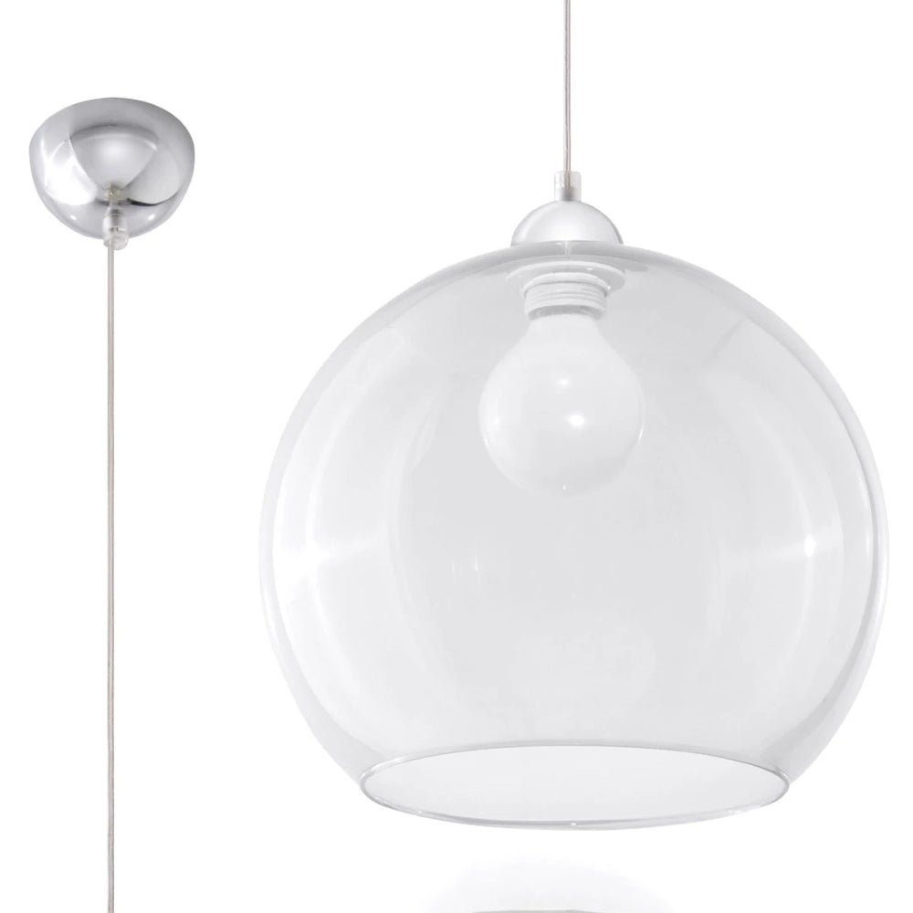 Sollux Lighting BALL Hängelampe, transparenter Schirm, 220-240V, IP20, CE RoHS, Aluminium Messingoptik
