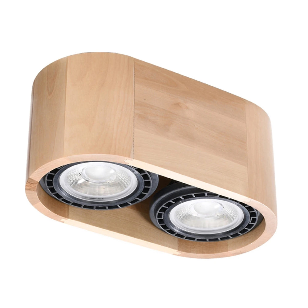 Sollux Lighting BASIC 2 LED Deckenstrahler, Naturholz, IP20, 220-240V, max. 50W, CE RoHS