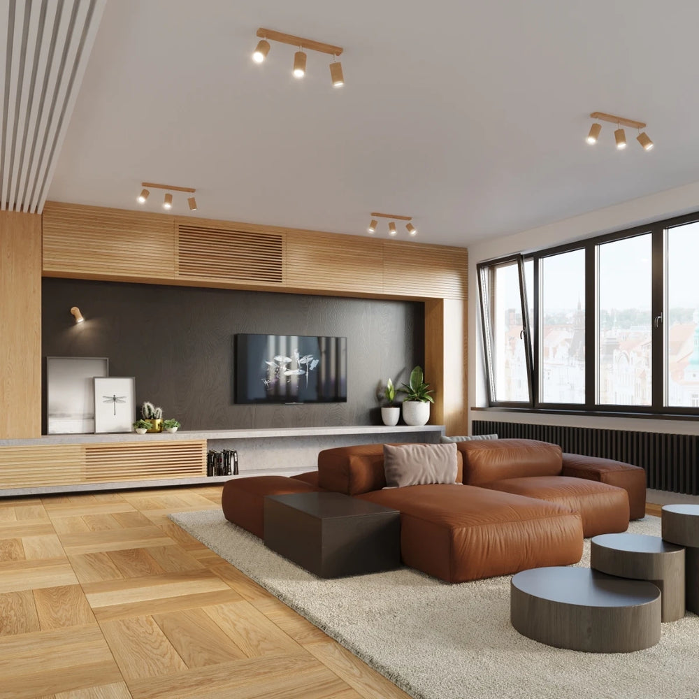 Sollux Lighting BERG 4 LED Deckenstrahler, Naturholz, IP20, 220-240V, CRI 80, CE RoHS, 4x50W max