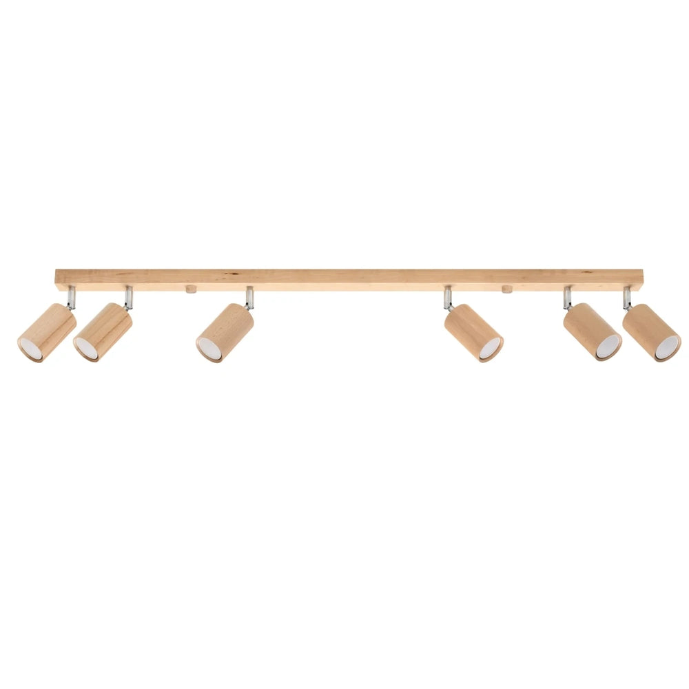 Sollux Lighting BERG 6 LED ceiling spotlight, natural wood, IP20, 220-240V, max 50W, CE RoHS