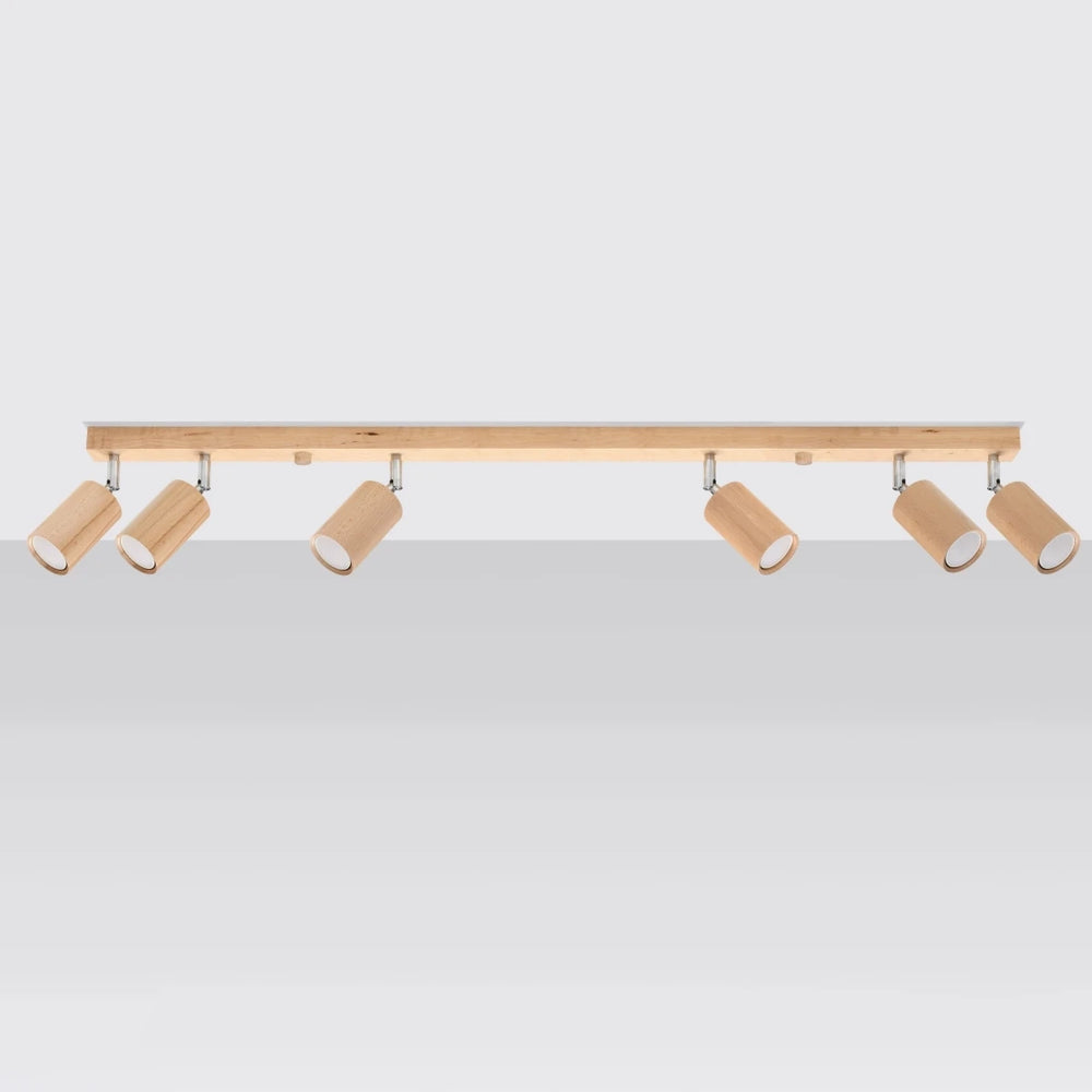 Sollux Lighting BERG 6 LED Deckenstrahler, Naturholz, IP20, 220-240V, max 50W, CE RoHS