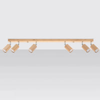 Sollux Lighting BERG 6 LED ceiling spotlight, natural wood, IP20, 220-240V, max 50W, CE RoHS