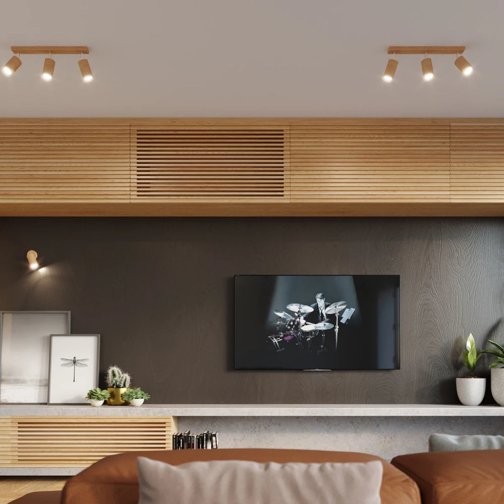 Sollux Lighting BERG Wandleuchte Naturholz, LED geeignet, IP20, 220-240V, Aluminium Mattgold-Finish