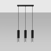 Sollux Lighting LED Hängelampe Schwarz Chrom LOOPEZ, 3x GU10 Fassungen, IP20, Aluminium, 220-240V
