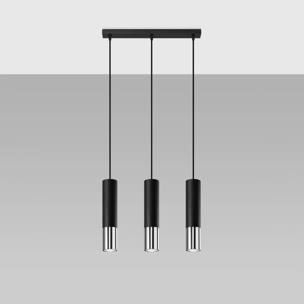 Sollux Lighting LED Hängelampe Schwarz Chrom LOOPEZ, 3x GU10 Fassungen, IP20, Aluminium, 220-240V
