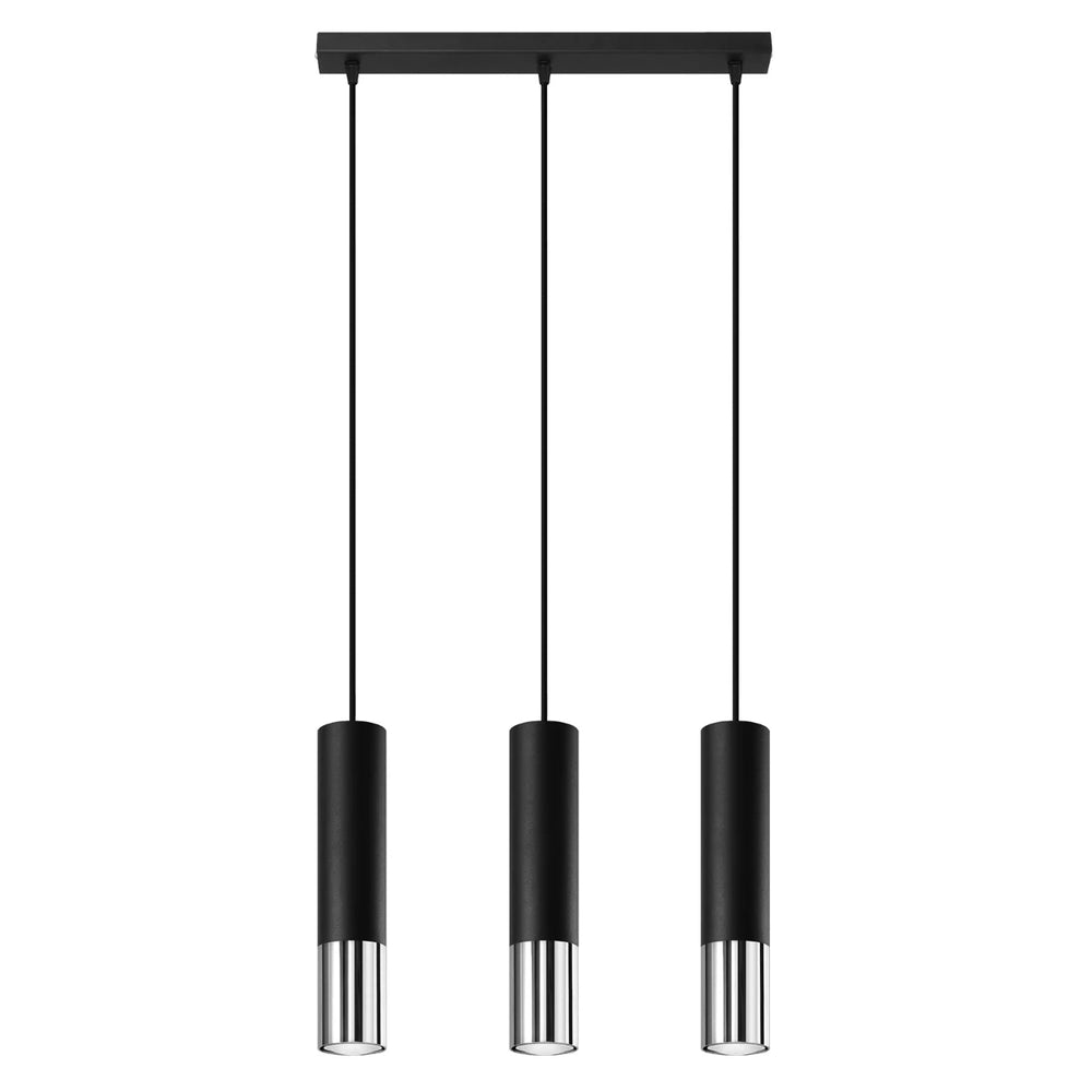 Sollux Lighting LED Hängelampe Schwarz Chrom LOOPEZ, 3x GU10 Fassungen, IP20, Aluminium, 220-240V