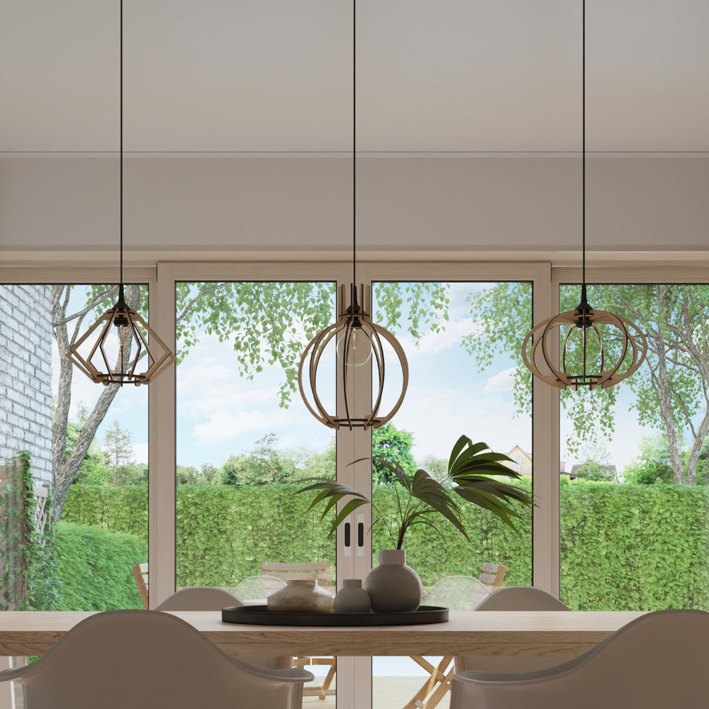 Sollux Lighting LED pendant lamp ARANCIA wood, E27 socket, IP20, Matt Gold Brass finish, 220-240V