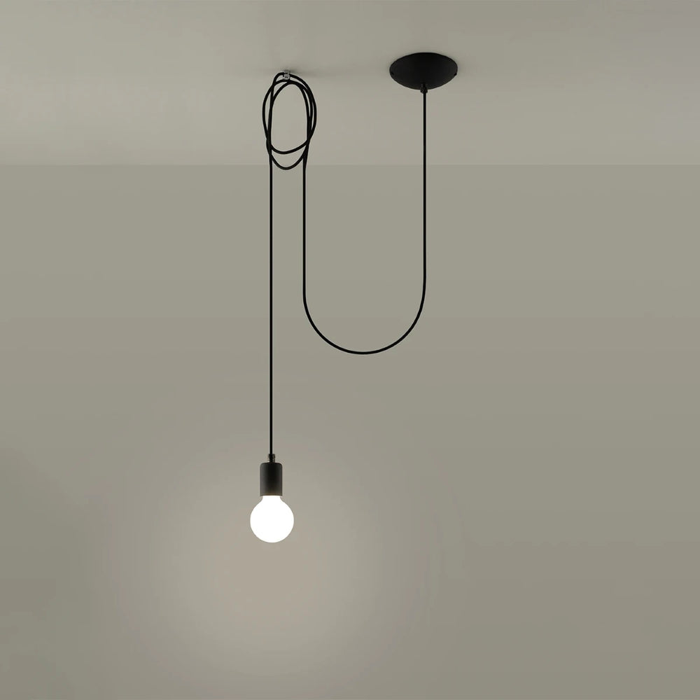 Sollux Lighting LED pendant lamp Edison 1 Black, 220-240V, IP20, 50W max, Aluminium and Steel, CE RoHS