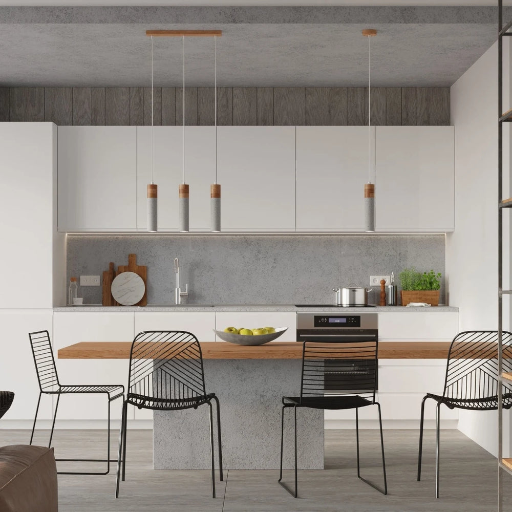 Sollux Lighting LED Pendelleuchte ZANE mit 3 x GU10 Fassungen, Beton-Holz Optik, IP20, CE RoHS zertifiziert