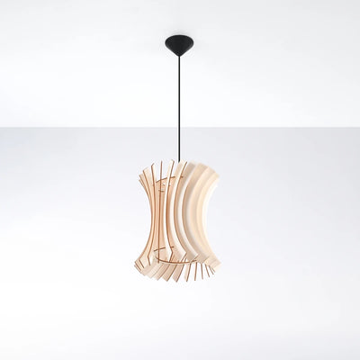 Sollux Lighting ORIANA Hängeleuchte Holz, LED kompatibel, 220-240V, IP20, matt goldene Messingoptik