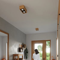 Sollux Lighting QUATRO 1 LED ceiling spotlight, natural wood, IP20, 220-240V, 50W max, CE RoHS