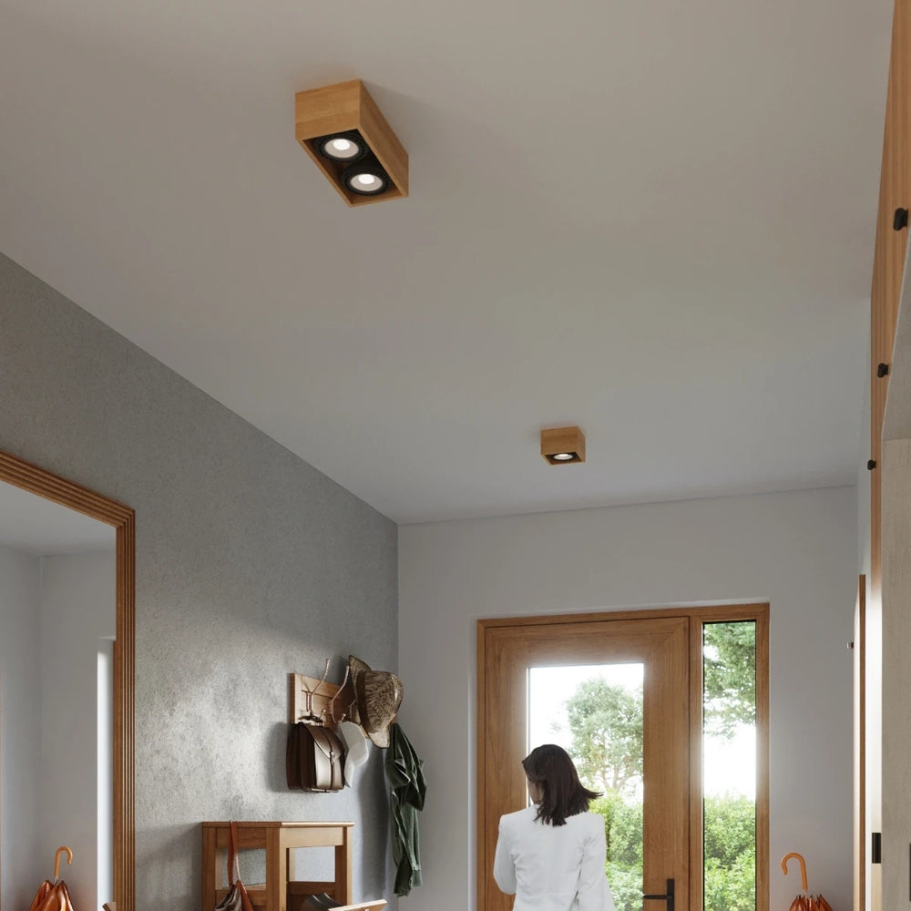 Sollux Lighting QUATRO 1 LED ceiling spotlight, natural wood, IP20, 220-240V, 50W max, CE RoHS