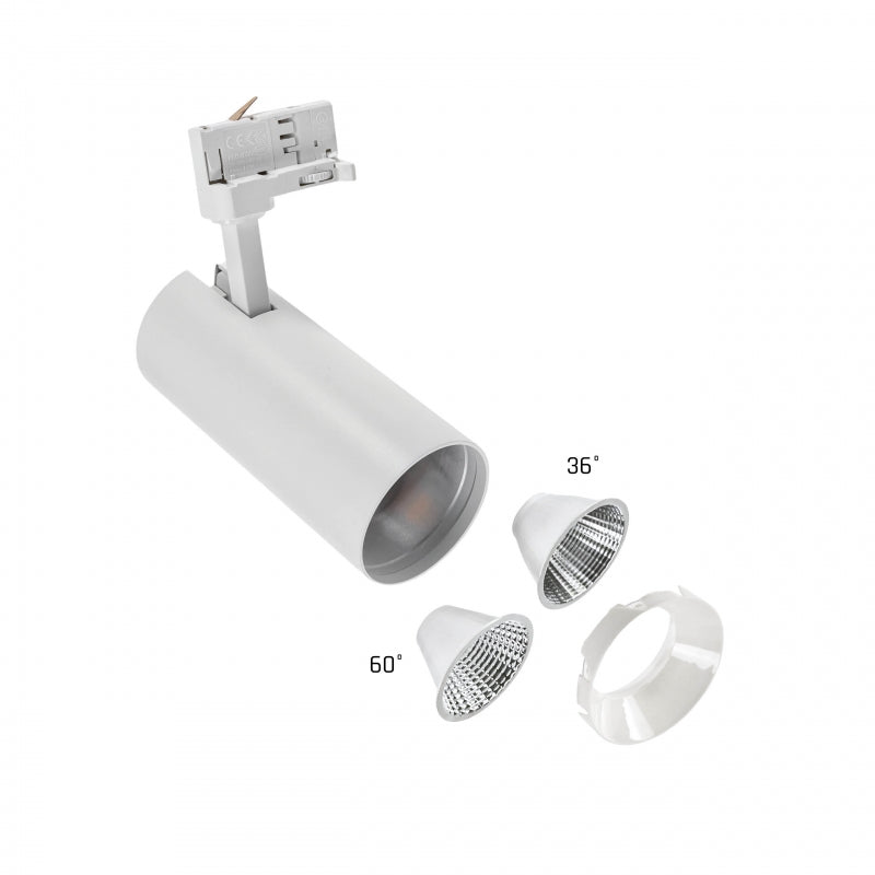 Spectrum ANDROMEDA COB LED Track Light 25W 3000K 2600 lumens 3-Phase White IP20 36° 60°