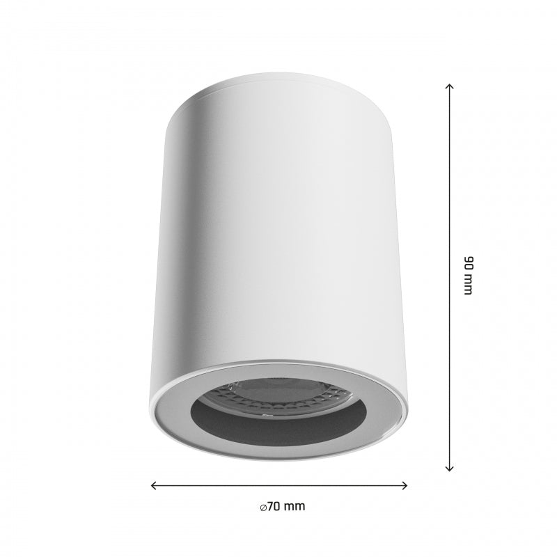 Spectrum CHLOE GU10 Surface Mount LED Spot Light 250V IP44 Aluminium White Round 70x90mm