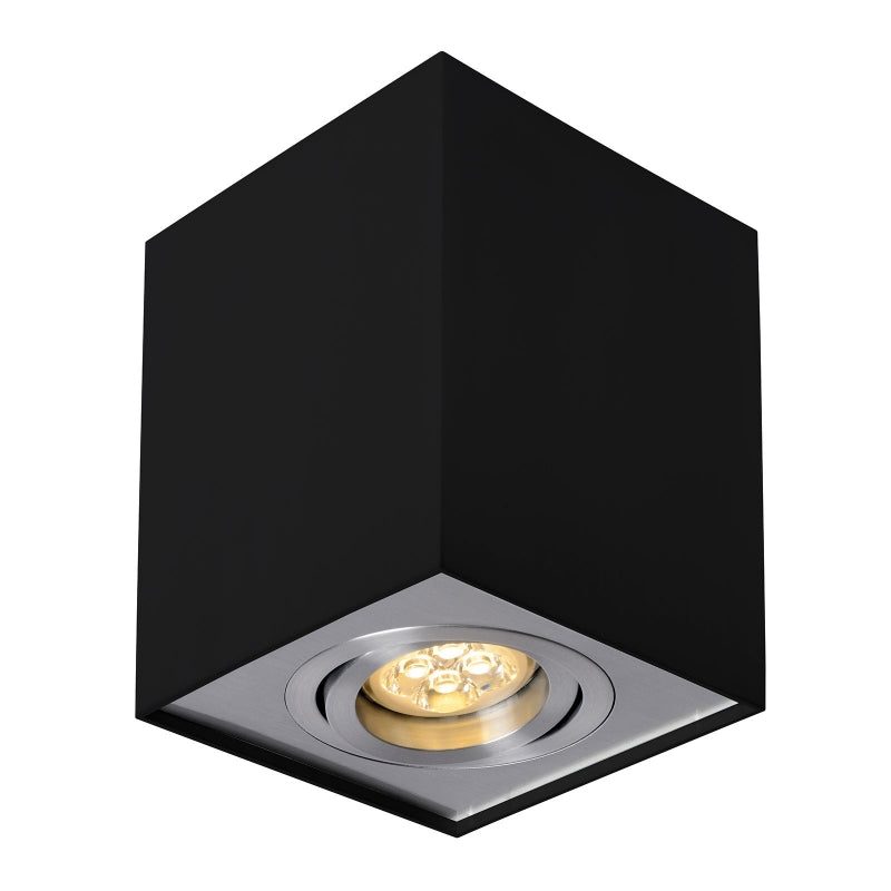 Spectrum CHLOE GU10 Aufbau LED Spotleuchte, Verstellbar Schwarz Silber, IP20, 250V, 10W Max