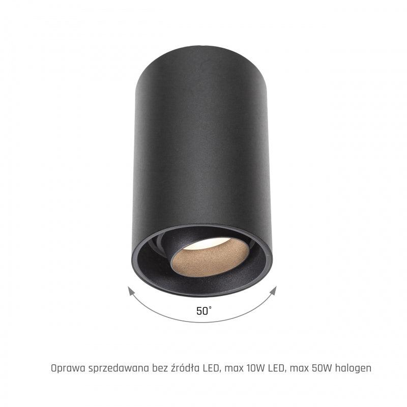 Spectrum CHLOE LED GU10 surface spot light, IP20, 10W max, round Black adjustable ceiling luminaire