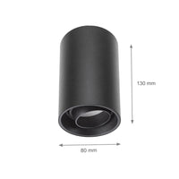 Spectrum CHLOE LED GU10 surface spot light, IP20, 10W max, round Black adjustable ceiling luminaire