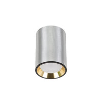 Spectrum CHLOE MINI GU10 Aufbau-Deckenleuchte, Silbernes Gehäuse mit goldenem Ring und schwarzer Kante, IP20