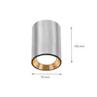 Spectrum CHLOE MINI GU10 Aufbau-Deckenleuchte, Silbernes Gehäuse mit goldenem Ring und schwarzer Kante, IP20