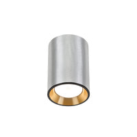 Spectrum CHLOE MINI GU10 Aufbau-Deckenleuchte, Silbernes Gehäuse mit goldenem Ring und schwarzer Kante, IP20