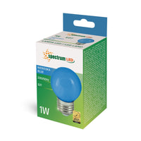 Spectrum LED Kugel G45 E27 230V 1W Blaue Glühbirne, 270° Abstrahlwinkel, CRI 80, 17000h Lebensdauer