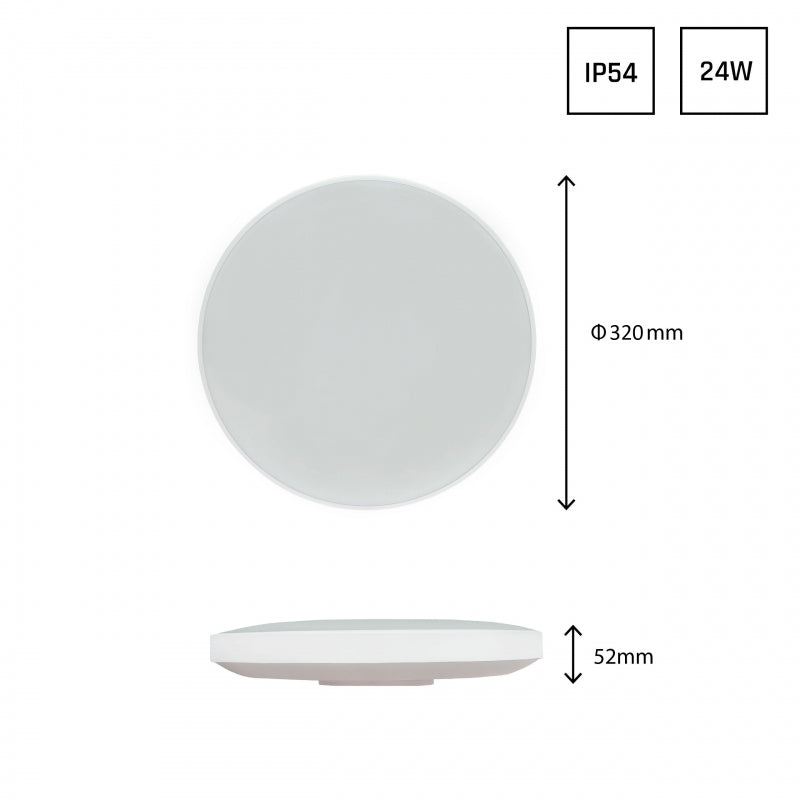 Spectrum LED ceiling light Nymphea 24W 6000K 230V IP54 2850 lumens Ø320mm White Black round