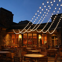 Spectrum LED festoon light chain 5m with 10x E27 sockets, 220-240V, IP20, 3000K, CE RoHS, 5 year warranty