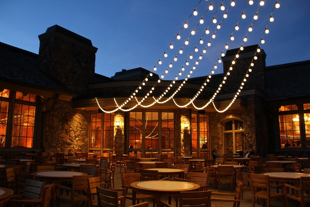 Spectrum LED festoon light chain 5m with 10x E27 sockets, 220-240V, IP20, 3000K, CE RoHS, 5 year warranty