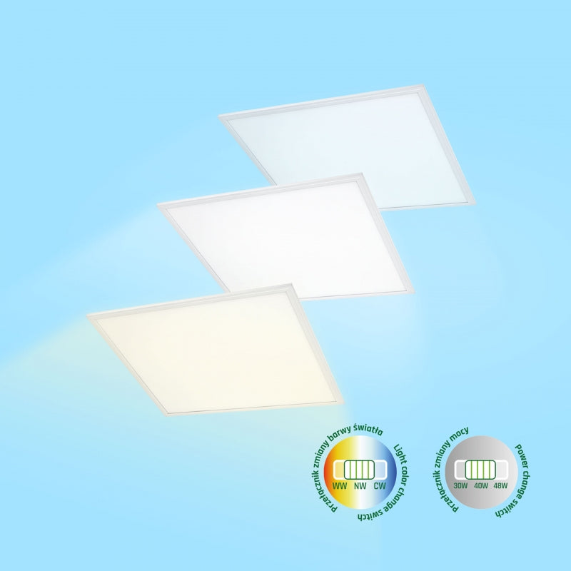Spectrum LED panel light 48W CCT 230V 6300 lumens 120° IP20 CRI 80 White 600x600 flush or surface mount