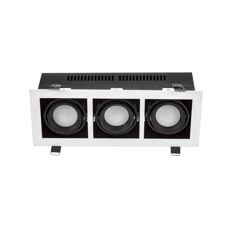 Spectrum LED recessed frame for 3x GU10, White aluminum housing, 3x10W max, 250V, IP20 indoor lighting