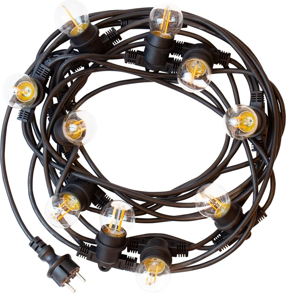 Spectrum LED string light 10m with 10x E27 sockets, outdoor festoon cable, optional LED bulbs